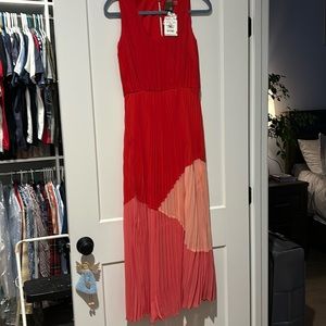 Pleated red maxi dress